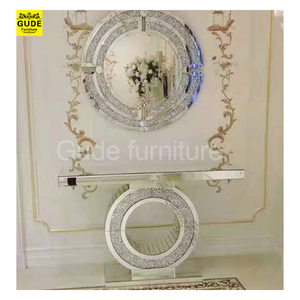 Tables consoles <span class=keywords><strong>en</strong></span> <span class=keywords><strong>verre</strong></span> miroir avec diamants écrasés scintillants de <span class=keywords><strong>haute</strong></span> qualité - Product Image 4