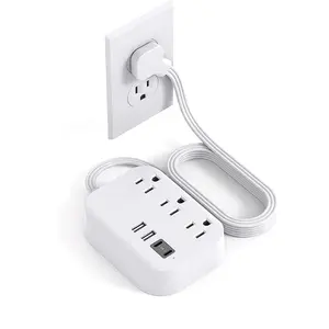 Tonghua 3 way power strip multi plug outlet extender with usb power socket extension cord flat plug power strip usb c
