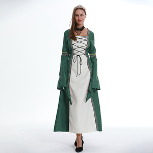 Robe gothique rétro pour femme, style européen, col carré, manches longues, à lacets, silhouette droite en satin, tailles S-5XL - Product Image 2