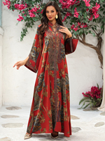 Robe Abaya musulmane élégante brodée, imprimé floral, robe de soirée Abaya de Dubaï, vêtements islamiques, robe Abaya arabe pour femmes