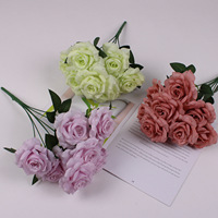 Fleur Artificielle, Bouquet de 9 Têtes, Rose Diamant, Décoration pour la Maison, le Salon, les Mariages, la Table Basse et le Bureau
