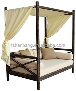<strong>Outdoor</strong> Patio Wicker Rattan Bali Sunbed <strong>Daybed</strong> Furniture Lounger Sofa <strong>with</strong> <strong>Canopy</strong> and Pillows - Product Image 2