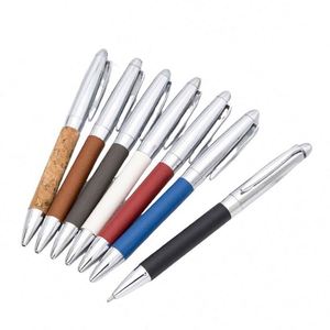 High Quality Custom Logo Metal Business Ballpoint <b>Pen</b> Laser Engraved Silk Printed Twisted Leather Design for Writing - Product Image 1
