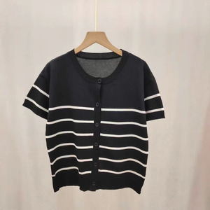 <span class=keywords><strong>Cardigan</strong></span> Estivo 2026 da <span class=keywords><strong>Donna</strong></span>, Nuovo Modello Casual in Viscosa/Poliestere Sottile Lavorato a Maglia, Girocollo a Righe <span class=keywords><strong>con</strong></span> <span class=keywords><strong>Cerniera</strong></span> Singola - Product Image 4