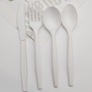 Cubertería CPLA con Certificación <span class=keywords><strong>Global</strong></span> Recycled Standard, Resistente al Calor, de Bioplástico, Tenedor, Cuchara y Cuchillo con Papel Kraft para Aerolíneas - Product Image 3