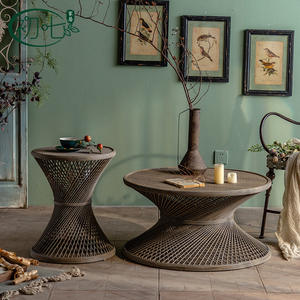 Japanese Style Rattan Coffee <b>Table</b> <b>Round</b> Modern Minimalist Living Room <b>Side</b> <b>Table</b> For Hotel Lobby - Product Image 2