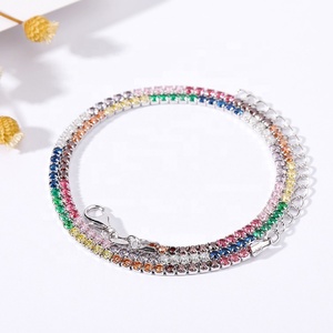 Gioielli di lusso Classico di Disegno Del Diamante 14K Oro Bianco Sterling Argento 925 Lungo <span class=keywords><strong>Arcobaleno</strong></span> Bracciale Tennis Per Le Donne - Product Image 2