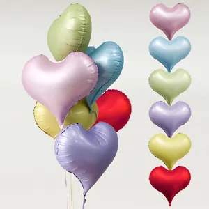Balon Foil merah muda 22 inci balon Foil hati cinta karangan bunga balon Foil warna metalik balon Foil hati pesta Valentine