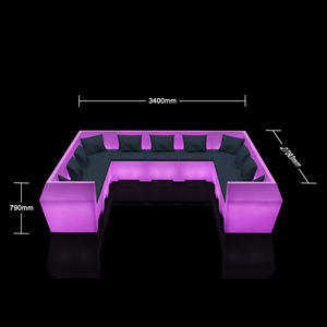 أثاث للنوادي الليلية والحانات بالجملة، إضاءة مع تحكم عن بعد لتغيير الألوان، وسائد ناعمة ووسائد قطنية، طقم أريكة بإضاءة LED RGB للحانات - Product Image 6