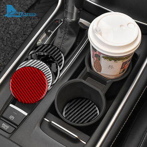 Pegatina de fibra de carbono suave Real, alfombrilla para taza de agua para Tesla Model 3 Model Y para mercedes-benz, accesorios interiores universales para coche - Product Image 4