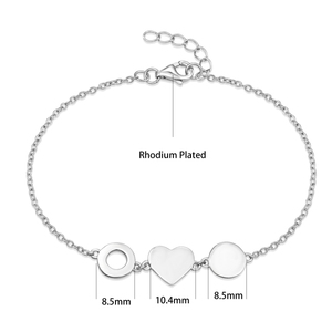 <span class=keywords><strong>Bracelet</strong></span> à breloques en forme de cœur en <span class=keywords><strong>argent</strong></span> sterling 925 plaqué rhodium, chaîne à maillons géométriques minimalistes, bijoux ajustables, cadeau pour femmes - Product Image 6