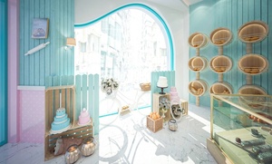 Fabbrica personalizzata in stile minimalista moderno blu e <span class=keywords><strong>rosa</strong></span> che si scontrano in legno massiccio vetrina per Dessert e <span class=keywords><strong>pasticceria</strong></span> - Product Image 5