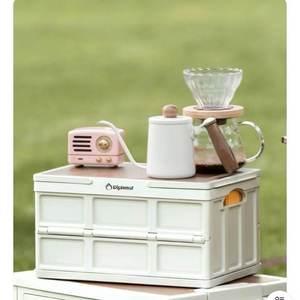 Diplomat <b>Storage</b> <b>Box</b> 24L Collapsible <b>Camping</b> Outdoor Mobile Dining With Wooden Lid - Product Image 3