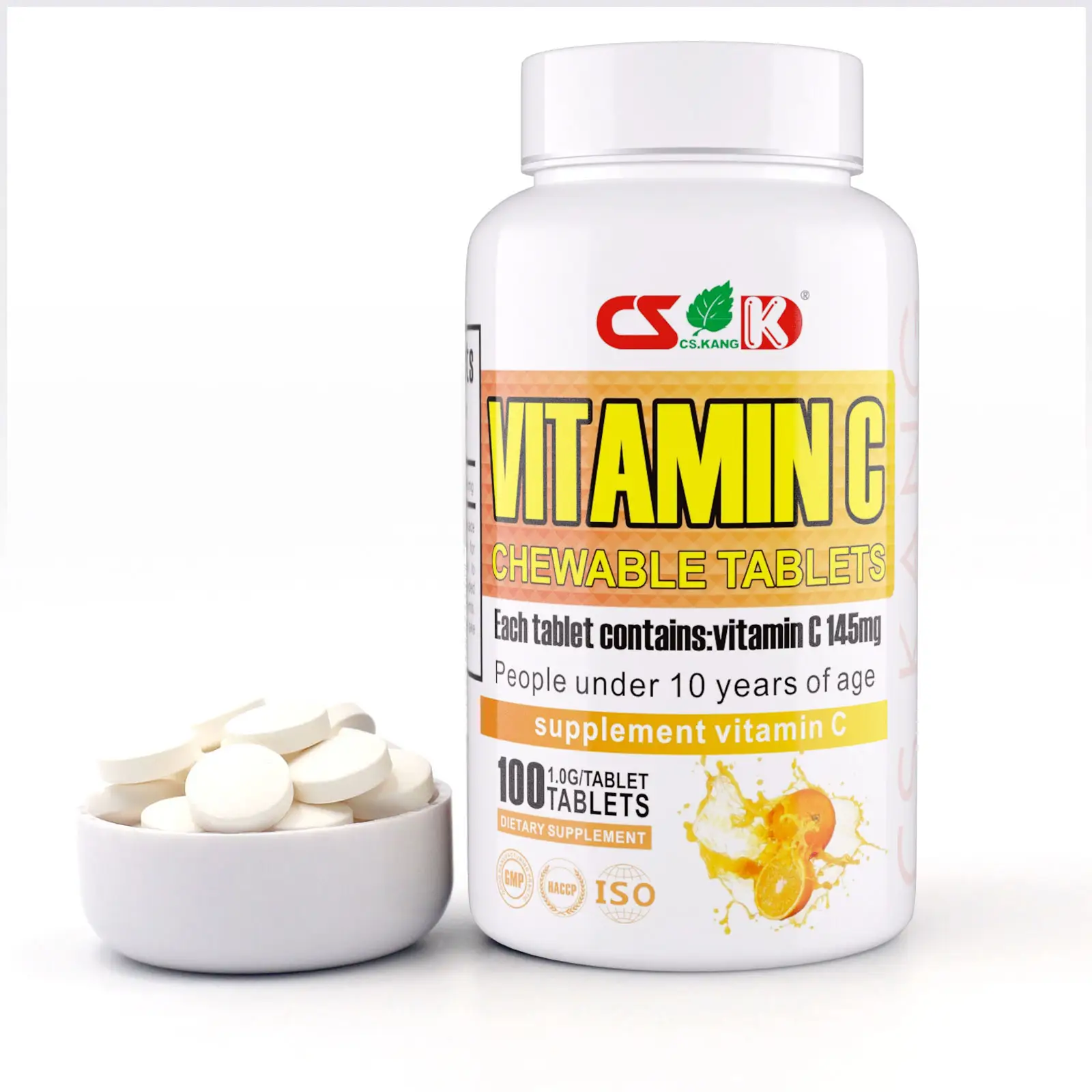 Tablet kunyah Vitamin C pasokan pabrik Tiongkok Label kustom suplemen perawatan kesehatan pemutih kulit