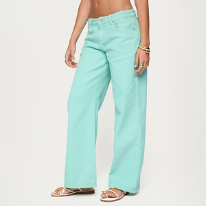 2026 Designer Modern Baggy <strong>Yellow</strong> Aqua Green <strong>Women's</strong> <strong>Jeans</strong> Everyday Essentials Low Rise Straight Leg <strong>Jeans</strong> for <strong>Women</strong> - Product Image 2