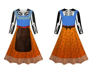 Chinese Manufacturer's 3D Print Style Fancy Halloween Costume Top For Girls Pumpkin Witch Party Dress