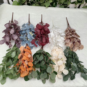 Queyiyi Fleurs artificielles, bouquet de feuilles de pomme à 9 branches, 51 cm, pour décoration de mariage, arrangement floral séché d'intérieur - Product Image 3