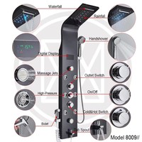 Ensemble de douche thermostatique mural pour hôtel avec écran LED, affichage numérique de la température, laiton brossé, système de panneau de douche à poignée unique