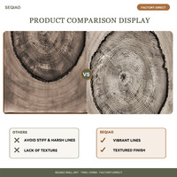 Lot de 3 tableaux sur toile encadrés, motif anneau d'arbre, style Wabi Sabi, abstrait neutre, coupe de bois rustique, pour salon, chambre, bureau
