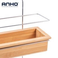 Support de rangement mural pour salle de bain en fer et bois de bambou Support de rangement pour fournitures de qualité supérieure