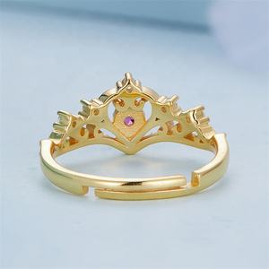 Youchuang grosir mewah wanita pernikahan disesuaikan cincin janji zirkon 18k pertunangan lapis emas 925 cincin perhiasan perak - Product Image 5