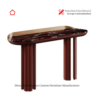 <span class=keywords><strong>Console</strong></span> nordique en <span class=keywords><strong>bois</strong></span> massif naturel, finition mate, grain de <span class=keywords><strong>bois</strong></span> <span class=keywords><strong>brut</strong></span>, coins arrondis sécurisés, étagère ouverte réglable pour salon - Product Image 5