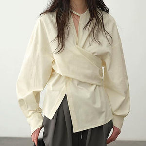 Camisa Enyami <span class=keywords><strong>de</strong></span> Manga Larga con Cinturón Largo Cruzado, Estilo Holgado e Irregular, Chaqueta Tejida Tipo <span class=keywords><strong>Blusa</strong></span> - Product Image 1