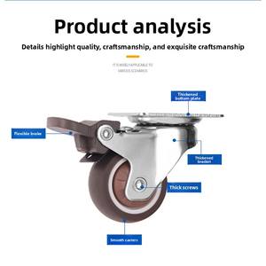 <span class=keywords><strong>1</strong></span> Inch Giratória Tatami Silencioso Móveis Rodízio Rodas <span class=keywords><strong>1</strong></span>,5 Polegada TPR Universal e 2 Polegada Direcional Rod Rodas - Product Image 3