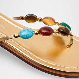 하이 퀄리티 패션 라운드 오픈 발가락 보석 플립 플롭 플랫 샌들 대량 외출 여성을위한 새로운 스타일 널 고무 슬리퍼 - Product Image 3