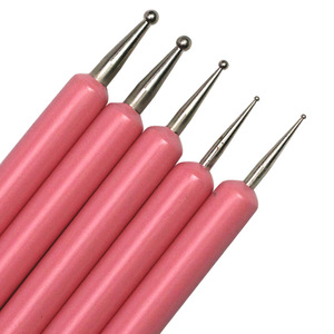 Lot de 5 stylos à points pour nail art avec manche en plastique, outils de manucure pour le placement de strass, pince à strass et pinceau métallique angulaire - Product Image 2