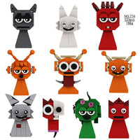 Modèles de blocs de construction miniatures de personnages de monstres de dessins animés, ornement de collection de bureau pour l'affichage de scènes