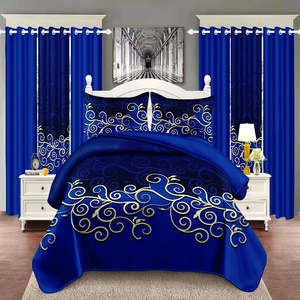 Tất cả các mùa Reversible KING-Size <span class=keywords><strong>bedding</strong></span> <span class=keywords><strong>Set</strong></span> hiện đại hoa màu xanh Trọng lượng nhẹ Polyester điền bedspread trang trại allotment - Product Image 6