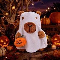 Peluche Capybara Fantôme avec Oreilles qui Sortent de Partiellement, 8 Pouces, Super Douce, Jouet Brodé pour la Décoration de la Saison d'Horreur