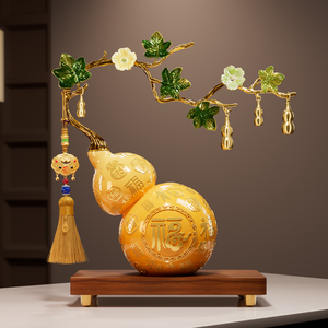 Ornement de citrouille Hundred Blessings avec le caractère Fu, porte-bonheur, décoration d'intérieur pour salon, bureau, cadeau de pendaison de crémaillère - Product Image 1