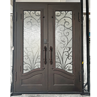 Poignées personnalisées, design classique en métal, porte d'entrée principale sécurisée, porte battante en fer forgé pour villas, porte d'entrée extérieure pour maisons