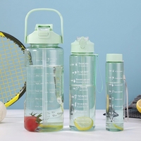 Gobelet en plastique pour sport avec infuseur à fruits, marqueur de temps et couvercle rabattable, 2000ml 800ml 300ml, ensemble de tasses à eau portables pour l'extérieur, vente en gros