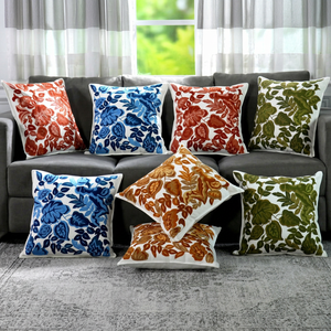 Boho Embroidered Pillow <b>Cover</b> | Indian Ethnic Design Cushion Case | Decorative <b>Throw</b> Pillow <b>Cover</b> for Couch, <b>Sofa</b>, Bed | Designe - Product Image 1