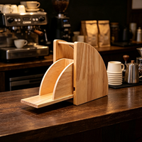 Support de rangement triangulaire en bois pour filtres à café, porte-papier anti-poussière avec couvercle en acrylique pour station à café domestique