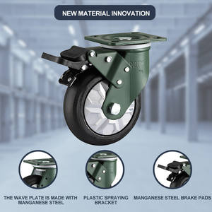 4 "Schwarze Gummi rollen mit festen Lenk rollen aus Mangan stahl - Product Image 5