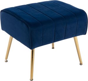 Modern Hotel Leisure Navy Velvet Fabric Accent <strong>Armchair</strong> with Ottoman <strong>Stool</strong> for Living Room <strong>and</strong> Bedroom - Product Image 6
