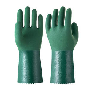 35cm manga larga Jersey forro arena acabado Palma impermeable aceite resistente a los químicos verde industrial Pvc guantes - Product Image 1
