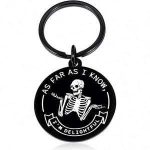 Porte-clés crâne décor drôle squelette pour autant que je sache, je suis délicieux porte-clés collègue sarcastique cadeau crâne pendentif porte-clés - Product Image 3