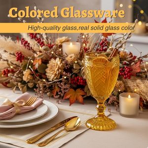 Set <span class=keywords><strong>di</strong></span> Calici da Vino Vintage in <span class=keywords><strong>Vetro</strong></span> Soffiato a Mano, Bicchieri d'Acqua da 10,5 oz, Ideali per la Festa della Mamma, Matrimoni e Festività - Product Image 3