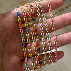 2025 nuevo collar <span class=keywords><strong>permanente</strong></span> cadenas Diy accesorios de acero inoxidable Rosa Arco Iris esmalte cadenas para mujer fabricación de joyas - Product Image 1