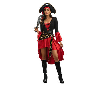 Disfraces <span class=keywords><strong>de</strong></span> Halloween Mujeres Venta al por mayor Moda Vestido <span class=keywords><strong>de</strong></span> pirata <span class=keywords><strong>de</strong></span> algodón con bruja Mago Personaje Ropa <span class=keywords><strong>de</strong></span> lujo Barato Venta caliente - Product Image 1