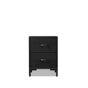 โต๊ะข้างเตียงไม้สนแท้ 14.2x11.8x17.7 นิ้ว สีดำ ตู้เก็บของในห้องนอนสไตล์โมเดิร์น - Product Image 1