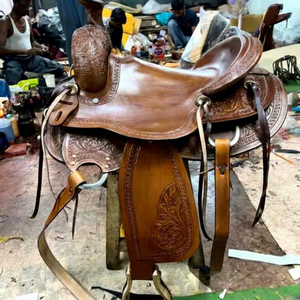 Selle de cheval western en cuir véritable, selle haut de gamme d'Inde au prix le plus bas - Product Image 1