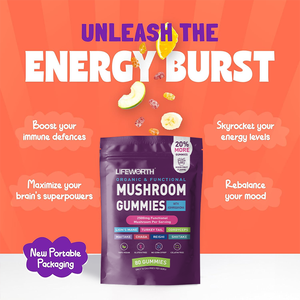Gomitas Lifeworth, Suplemento para Adultos, Ashwagandha, Melena de León, Shitake, Cola de Pavo, Hongos <span class=keywords><strong>Chaga</strong></span>, Mejora la Inmunidad, 60/90/120 Piezas - Product Image 5
