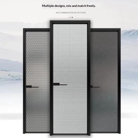 Porte de toilette intérieure moderne en alliage d'aluminium, à battant manuel, avec finition étanche, pour usage domestique, villa, hôtel