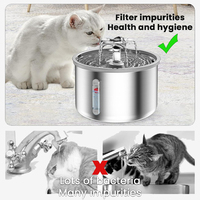 Distributeur d'eau automatique portable pour animaux de compagnie en acier inoxydable, écologique, 2L, avec filtre à 4 étapes et pompe silencieuse pour chats et chiens